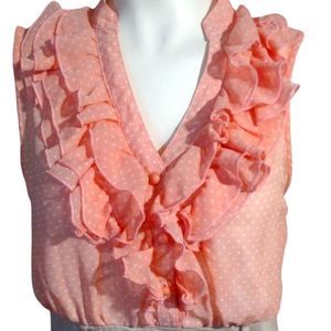 Peach & Khaki Maurices Dress Size 5/6 Peach Button Up Top Khaki Skirt